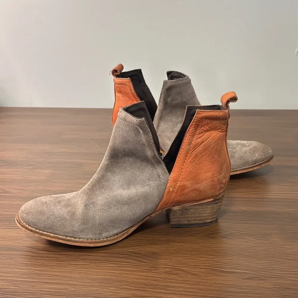 DIBA True Women's Suede‎ Ankle Boots - Gray and Tan